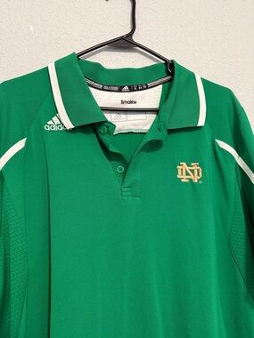 Notre Dame Adidas Green Polo with White Trim